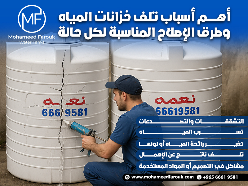 أهم أسباب تلف خزانات المياه وطرق الإصلاح المناسبة لكل حالة