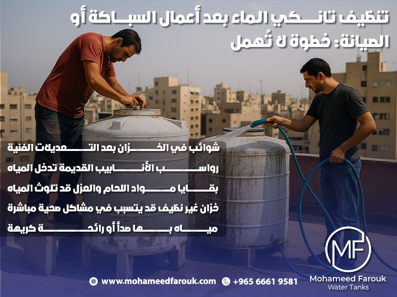 تنظيف تانكي الماء بعد أعمال السباكة أو الصيانة: خطوة لا تُهمل